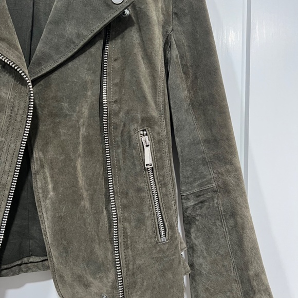 BCBG DK Green Suede Motorcycle Jacket - Picture 4 of 5